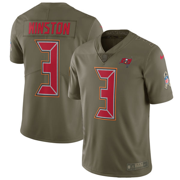 Youth Tampa Bay Buccaneers #3 Winston Nike Olive Salute To Service Limited NFL Jerseys->youth nfl jersey->Youth Jersey